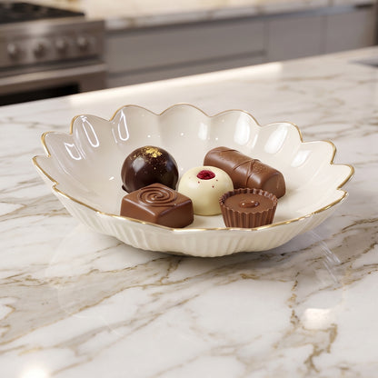 Lotus Flower Decorative Serving Tray Stylish Snack Dry Fruit Platter (1 Pc)