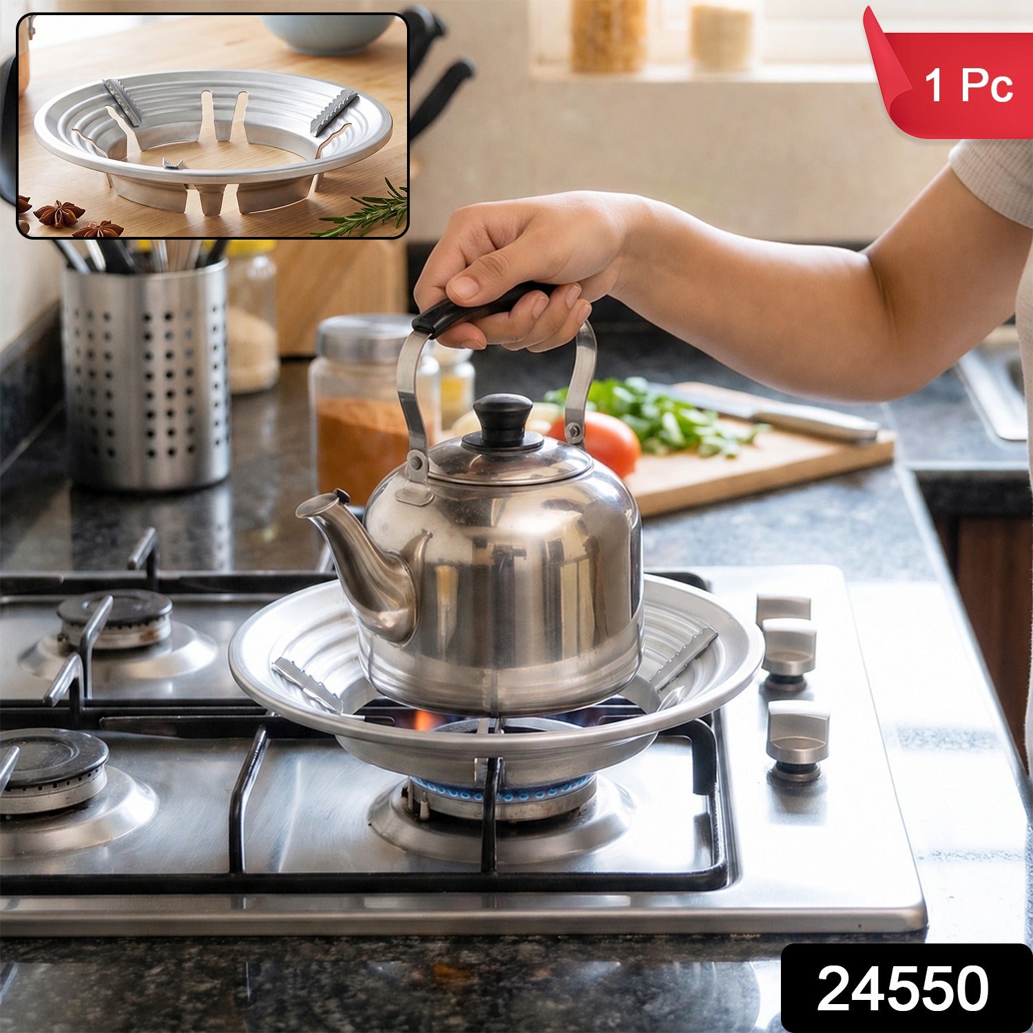Gas Stove Burner Stand Stainless Steel Wok Support Ring And Trivet (1 Pc)