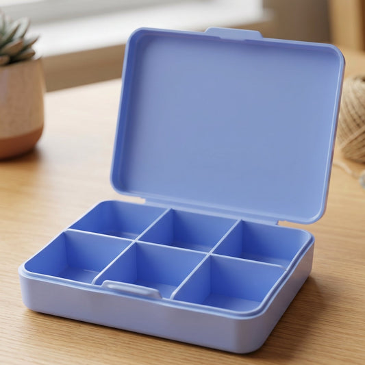 6 Compartment Plastic Pill Organizer Box Portable Medicine Storage Case (1 Pc)