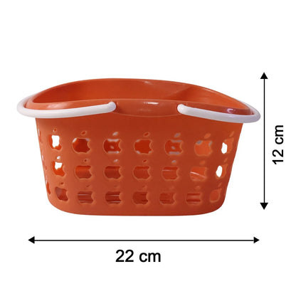 Plastic Storage Basket With Handle For Fruits Vegetables And Shopping (1 Pc)