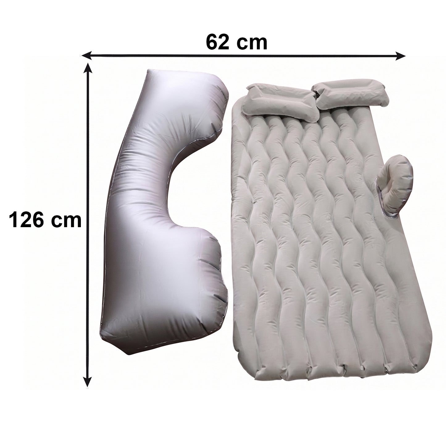 Portable Car Air Mattress Bed Set With Pump  Pillows Inflatable (Grey)