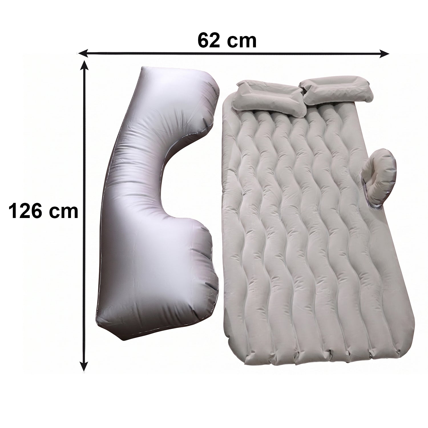 Portable Car Air Mattress Bed Set With Pump  Pillows Inflatable (Grey)