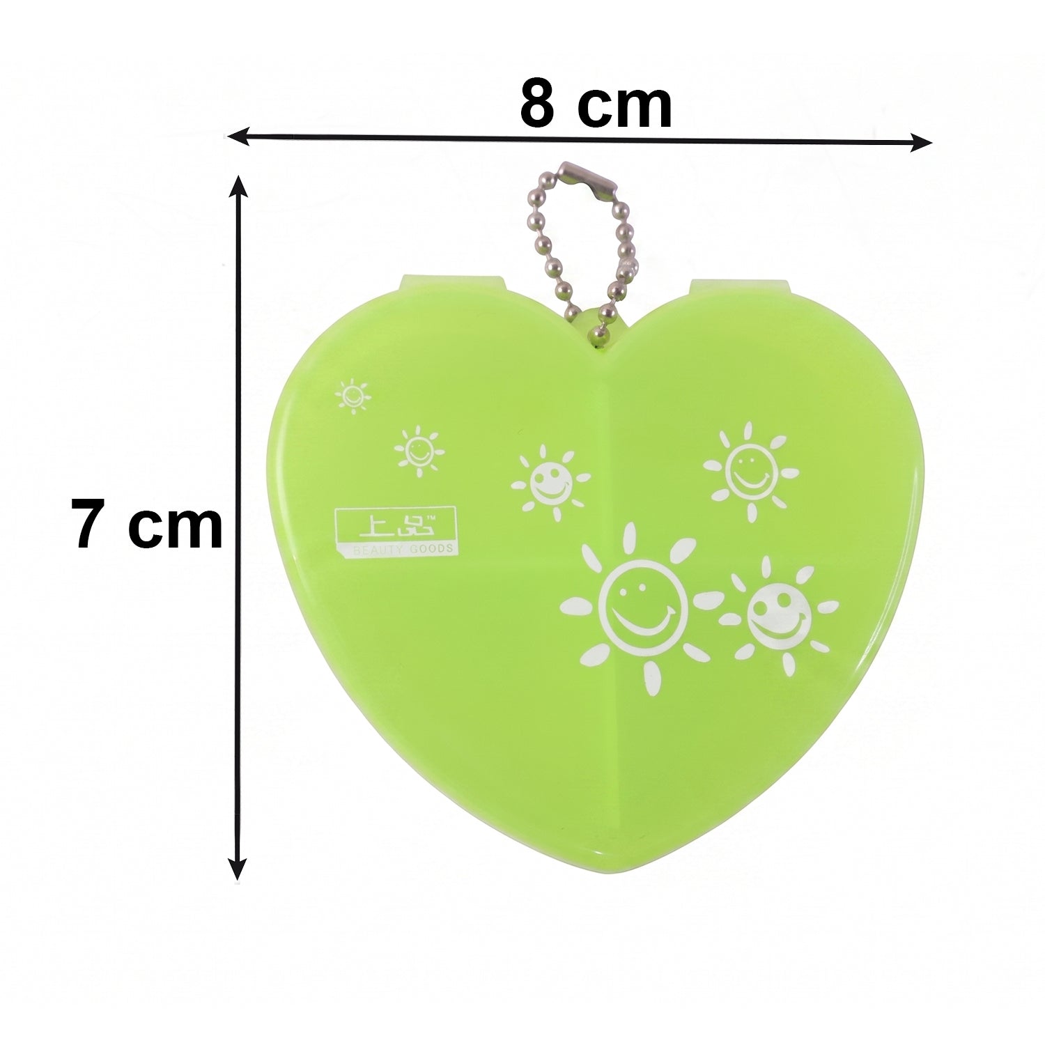 4 Compartment Heart Shape Plastic Pill Organizer Box With Keychain (1 Pc)