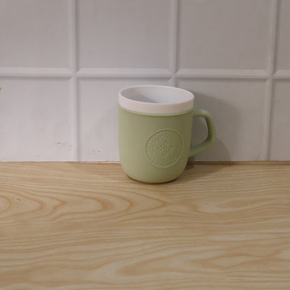 Plastic Coffee Mug With Handle Leather Texture Tea Cup For Home And Office (1 Pc)