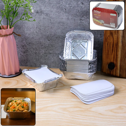 Disposable Aluminium Food Containers With Lids  250 Ml Capacity (Pack Of 25)