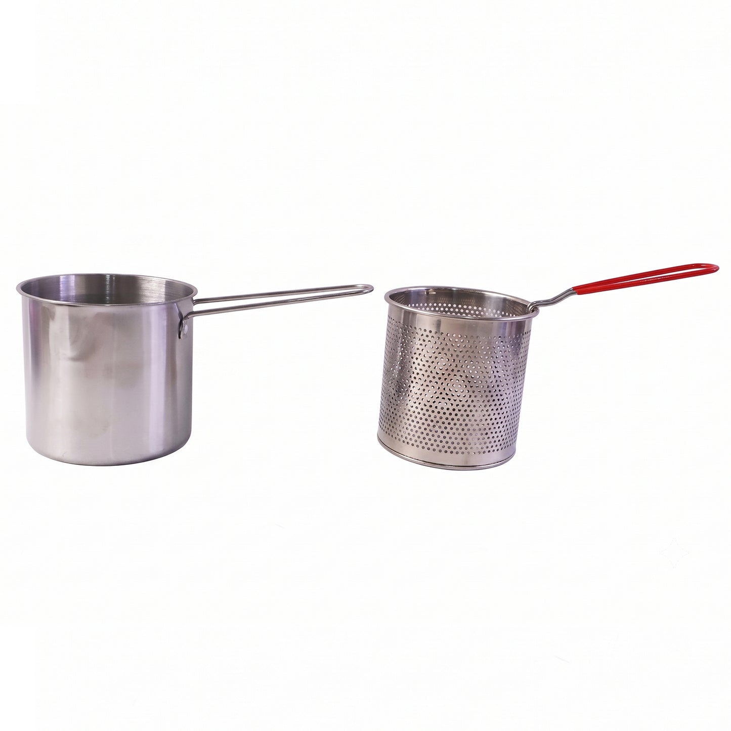 Stainless Steel Deep Frying Pot With Strainer Basket Set For Kitchen (1 Set)