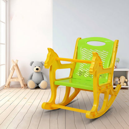 Kids Plastic Horse Rocking Chair Baby Rocker Seat With Backrest (1 Pc)