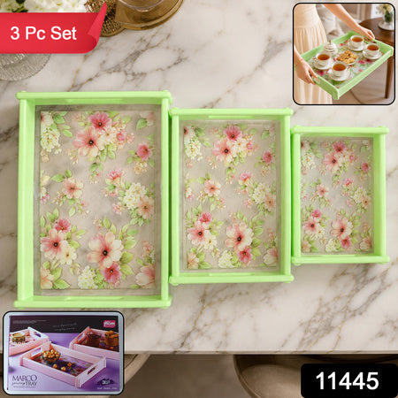Supermom Floral Printed Multipurpose Serving Tray Set (3 Pc Set)