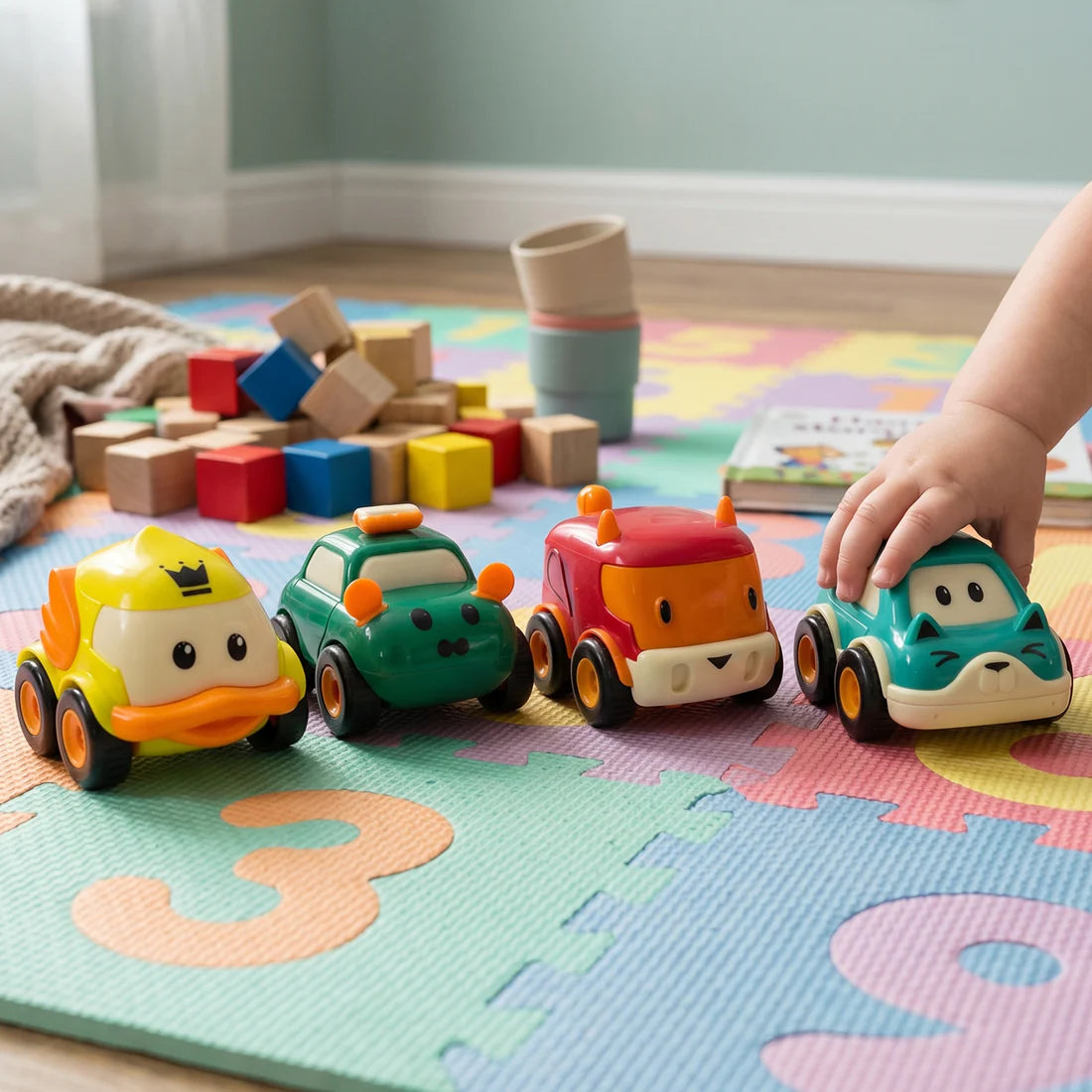 Funwoods Animal Cartoon Pull-back Toy Car - (4 Pc  Set)