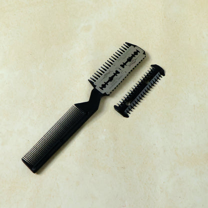 2 In 1 Double-sided Hair Cutting Comb With Razor Blade (1 Pc)