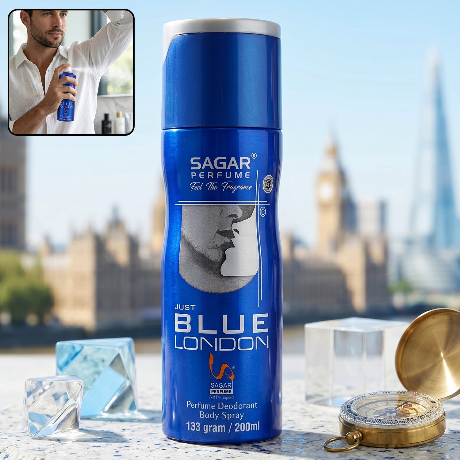 Sagar Just Blue London Perfume Body Spray Deodorant For Men (200 Ml)