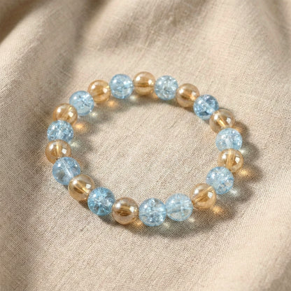 Elegant Dual-tone Crystal Beaded Stretch Bracelet (1 Pc)