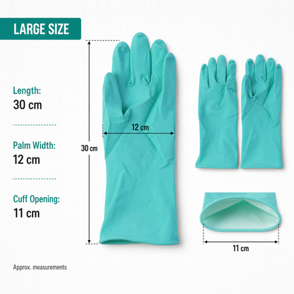 Large Victor Green Cleaning Rubber Gloves Reusable Kitchen Dishwash (1 Pair)