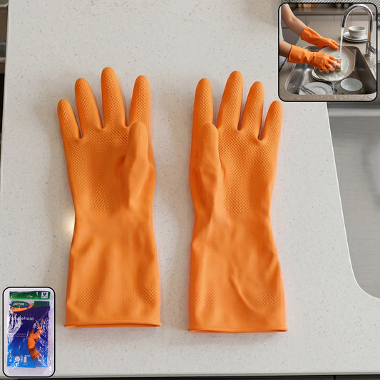 Medium Victor Orange Cleaning Rubber Gloves (1 Pair)