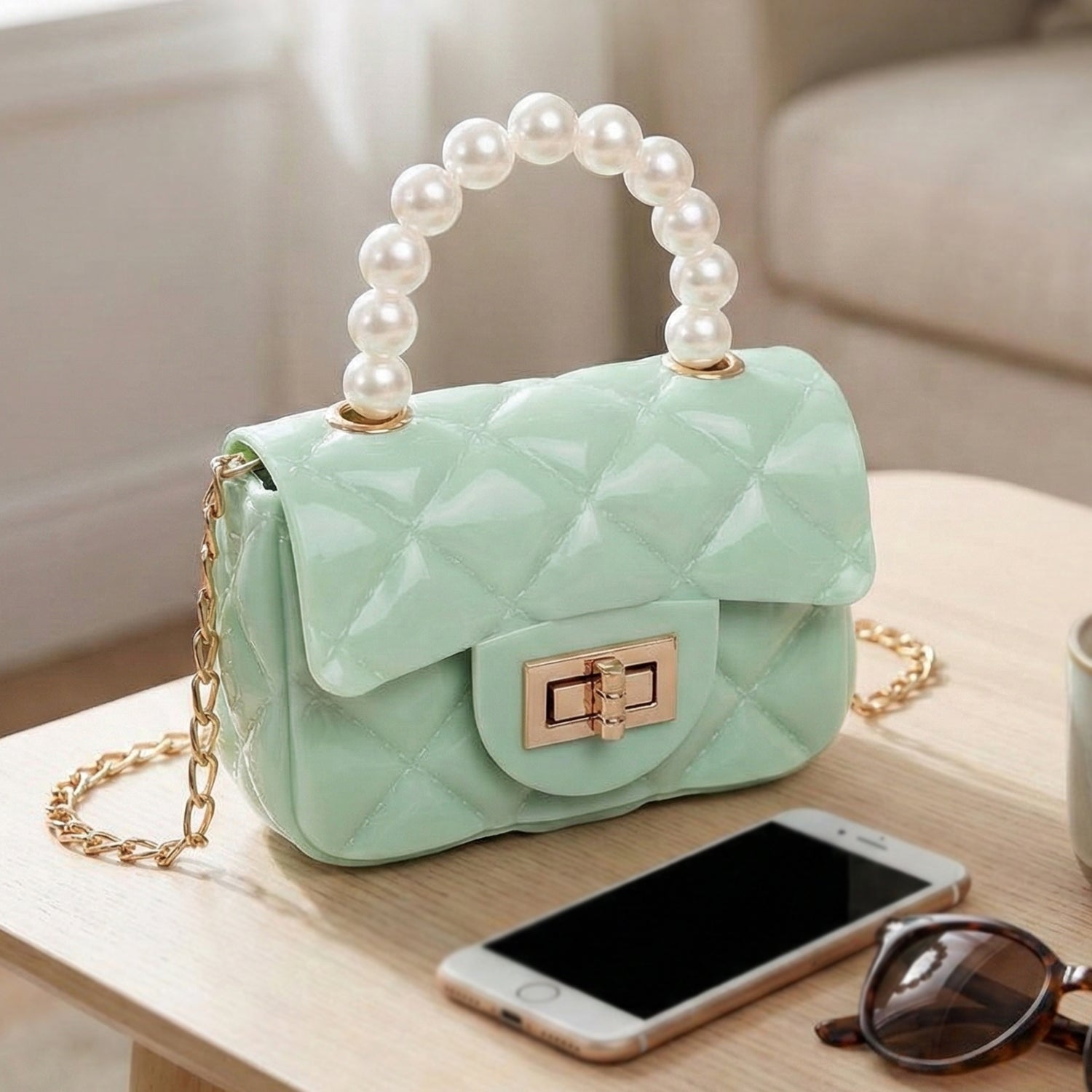 Elegant Quilted Mini Handheld  Sling Fashion Handbag (1 Pc)