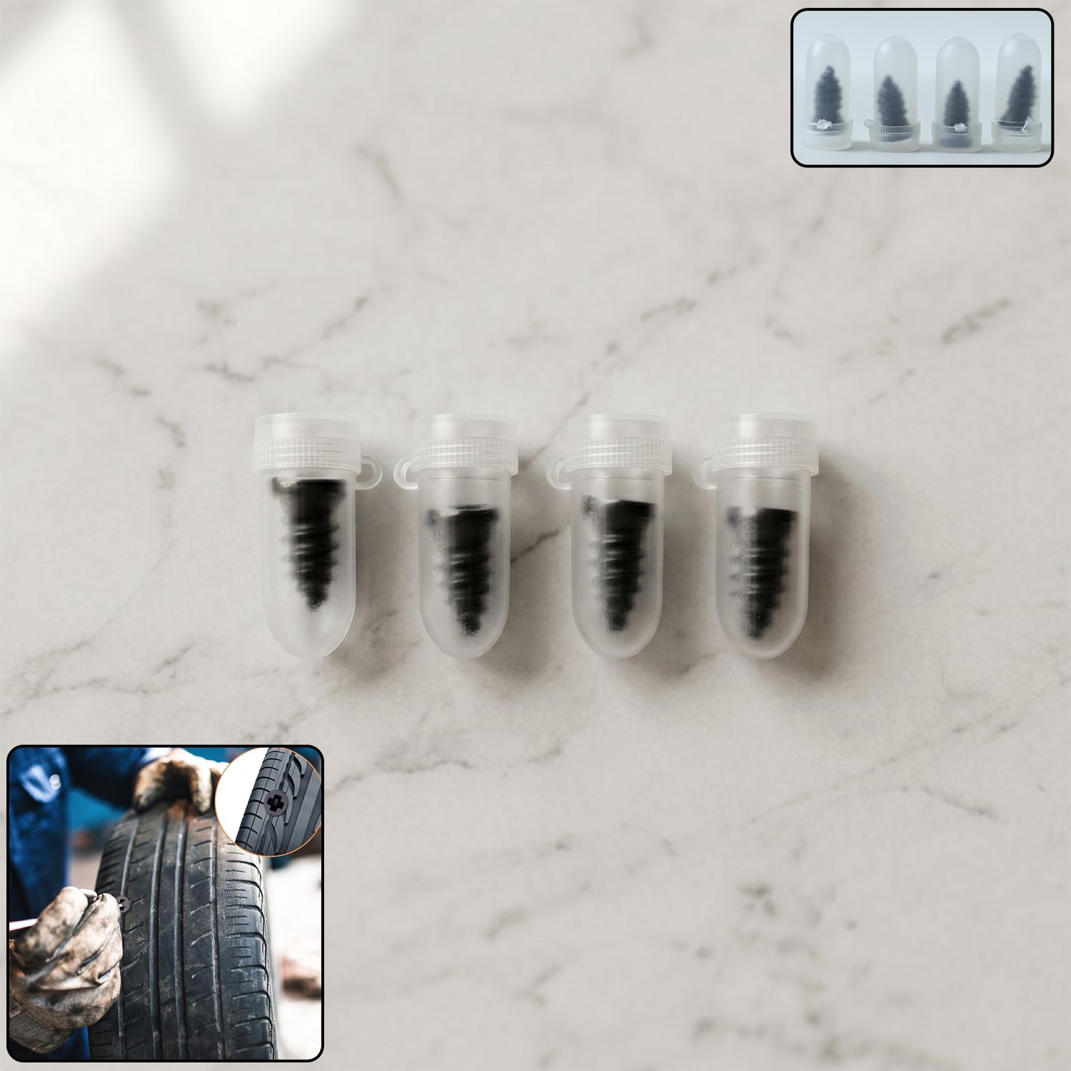 Car  Biketire Puncture Repair Nail Screw (4 Pc Black)