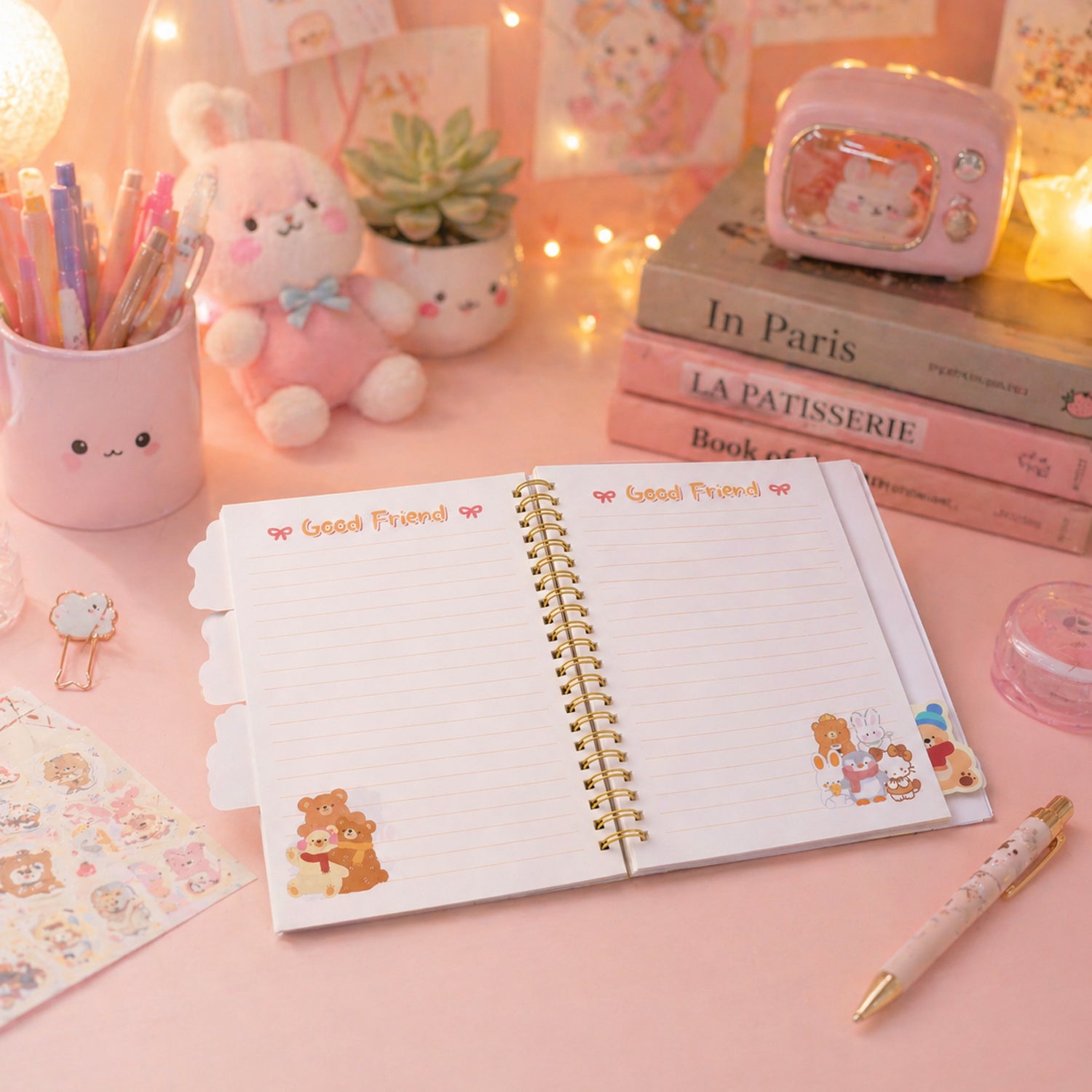 Cute Cartoon Printed Spiral Diary Notebook (54x196 Mm)