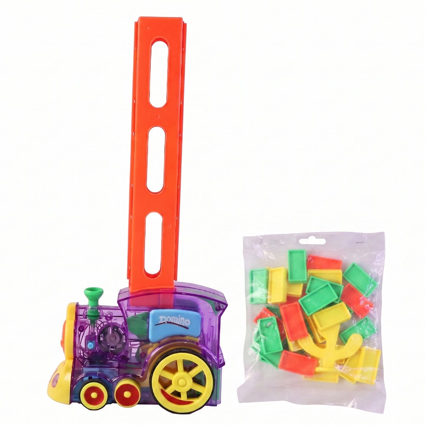 Automatic Domino Laying Train Engine Toy With Light And Music For Kids (1 Pc)