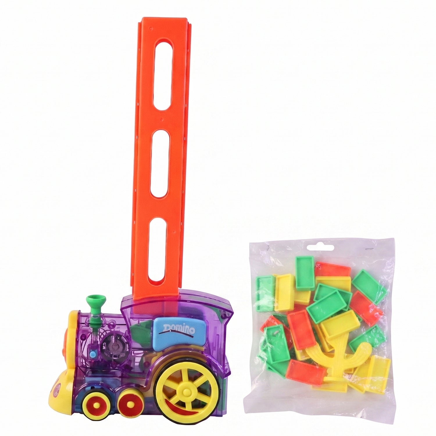 Automatic Domino Laying Train Engine Toy With Light And Music For Kids (1 Pc)