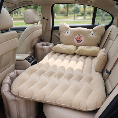 Car Air Mattress Bed Set  Cartoon Pig Design Inflatable Travel Bed With Pillows