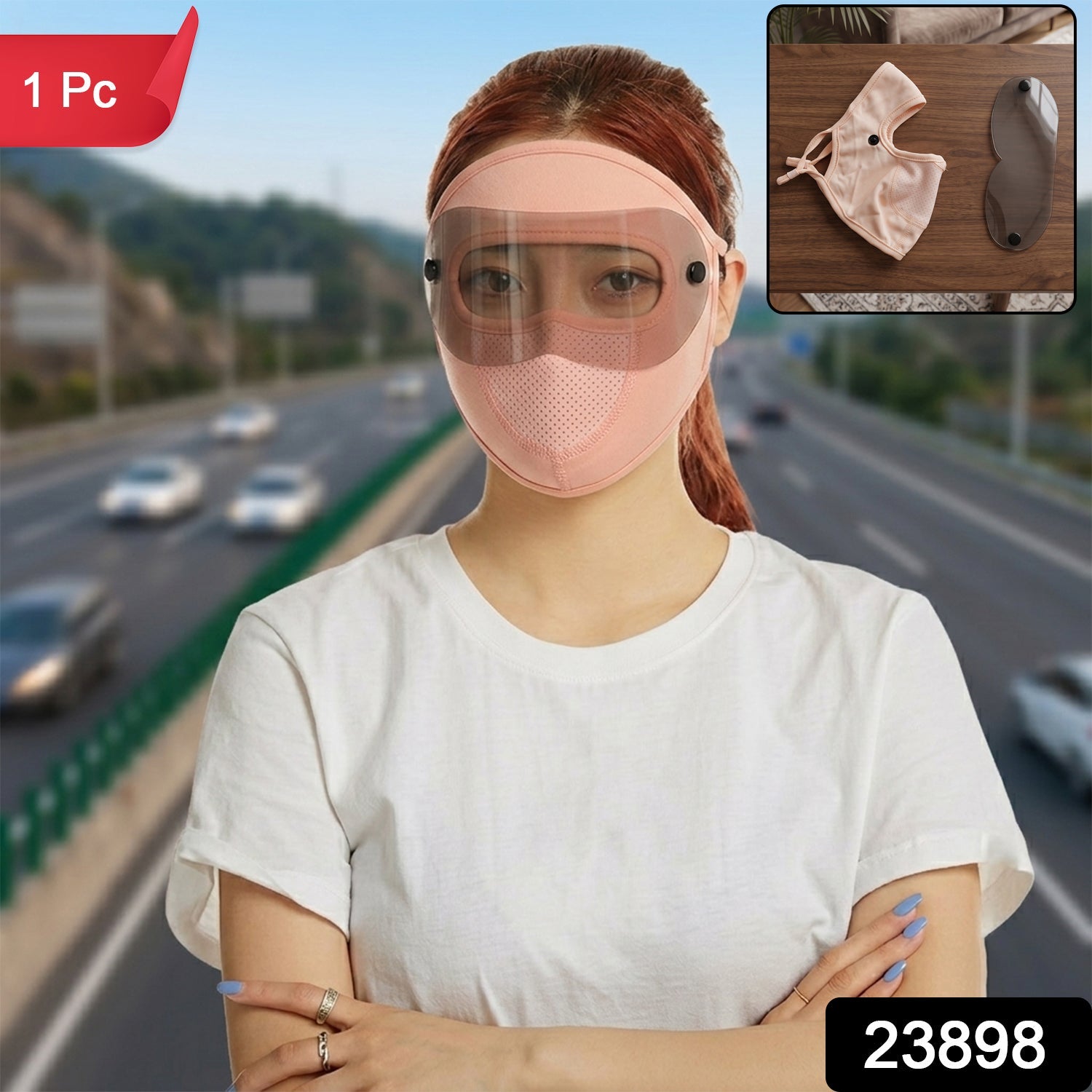 Reusable Soft Cloth Face Mask With A Removable Eye Shield And Ear Loops (1 Pc)