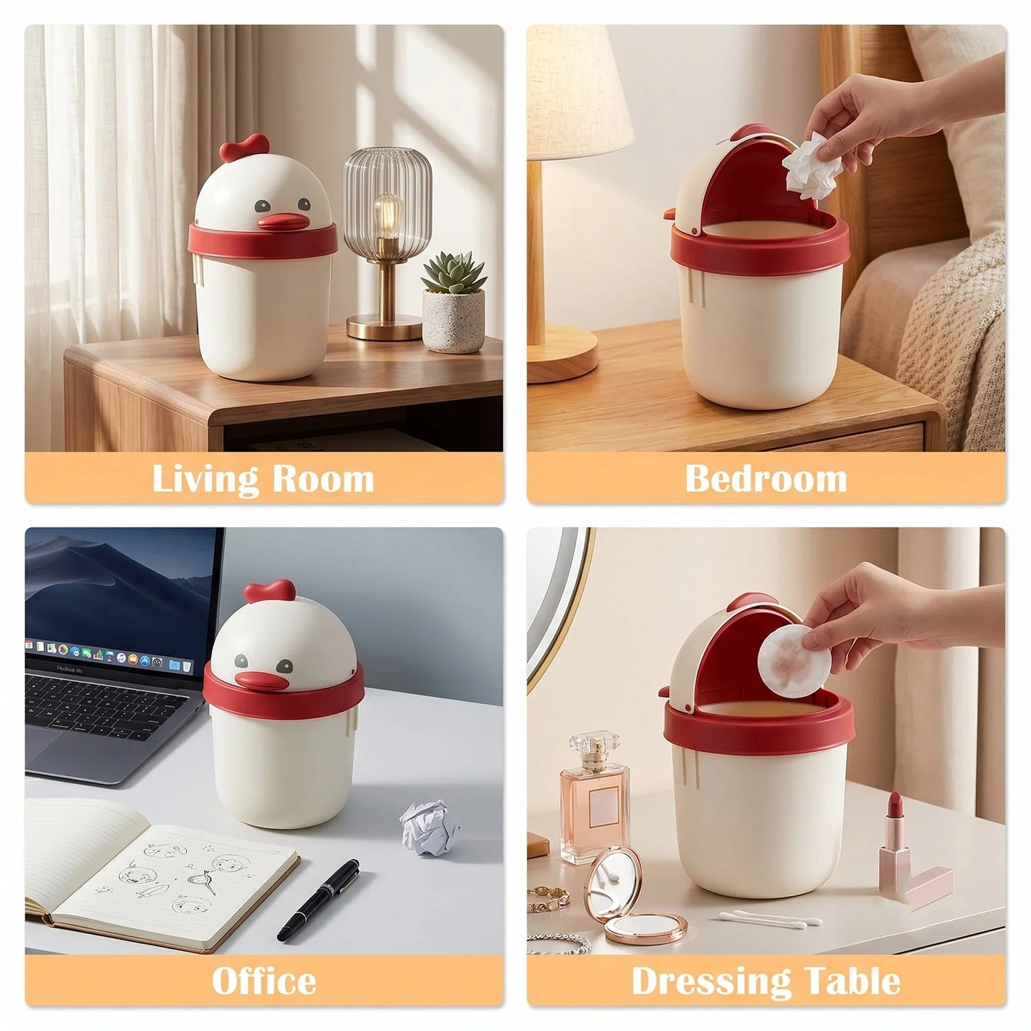 Mini Desktop Trash Can With Lid Cute Tabletop Dustbin For Office And Home (1 Pc)