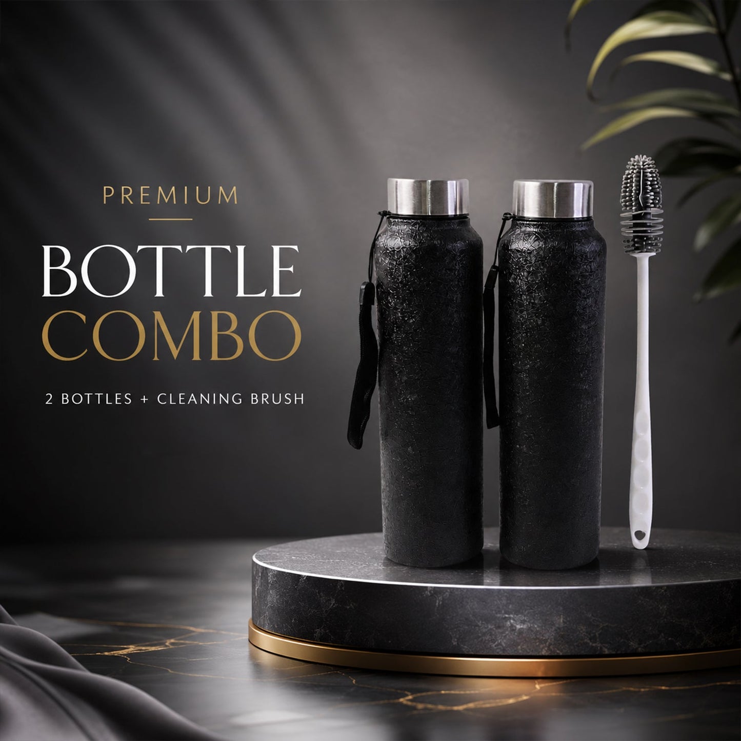 Buy 1 Stainless Steel Water Bottle With Free Cleaning Brush And Bottle (1 Set)