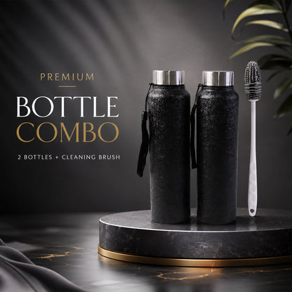 Buy 1 Stainless Steel Water Bottle With Free Cleaning Brush And Bottle (1 Set)