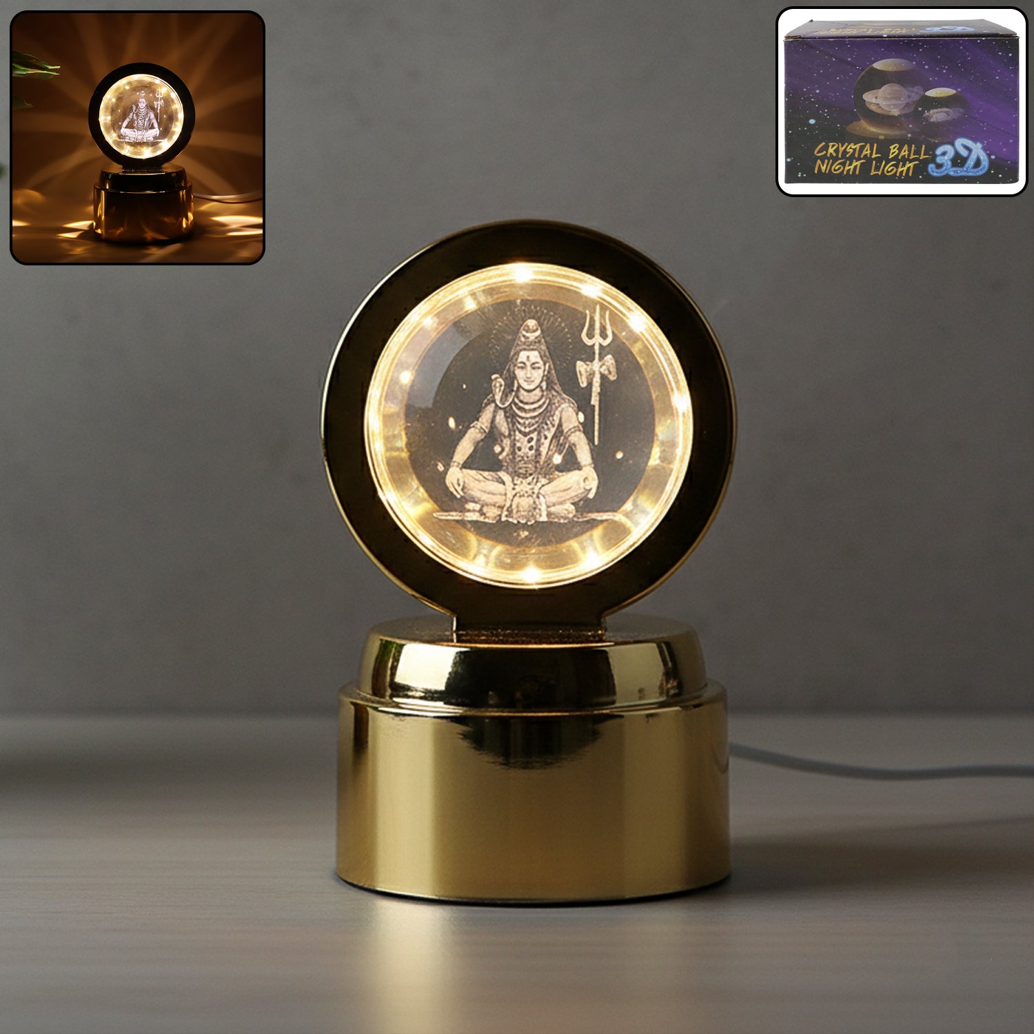 Mahadev 3d Crystal Ball Night Light (1 Pc)