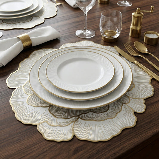 Round Floral Design Pvc Table Mat 1 Pc 36x36 Cm