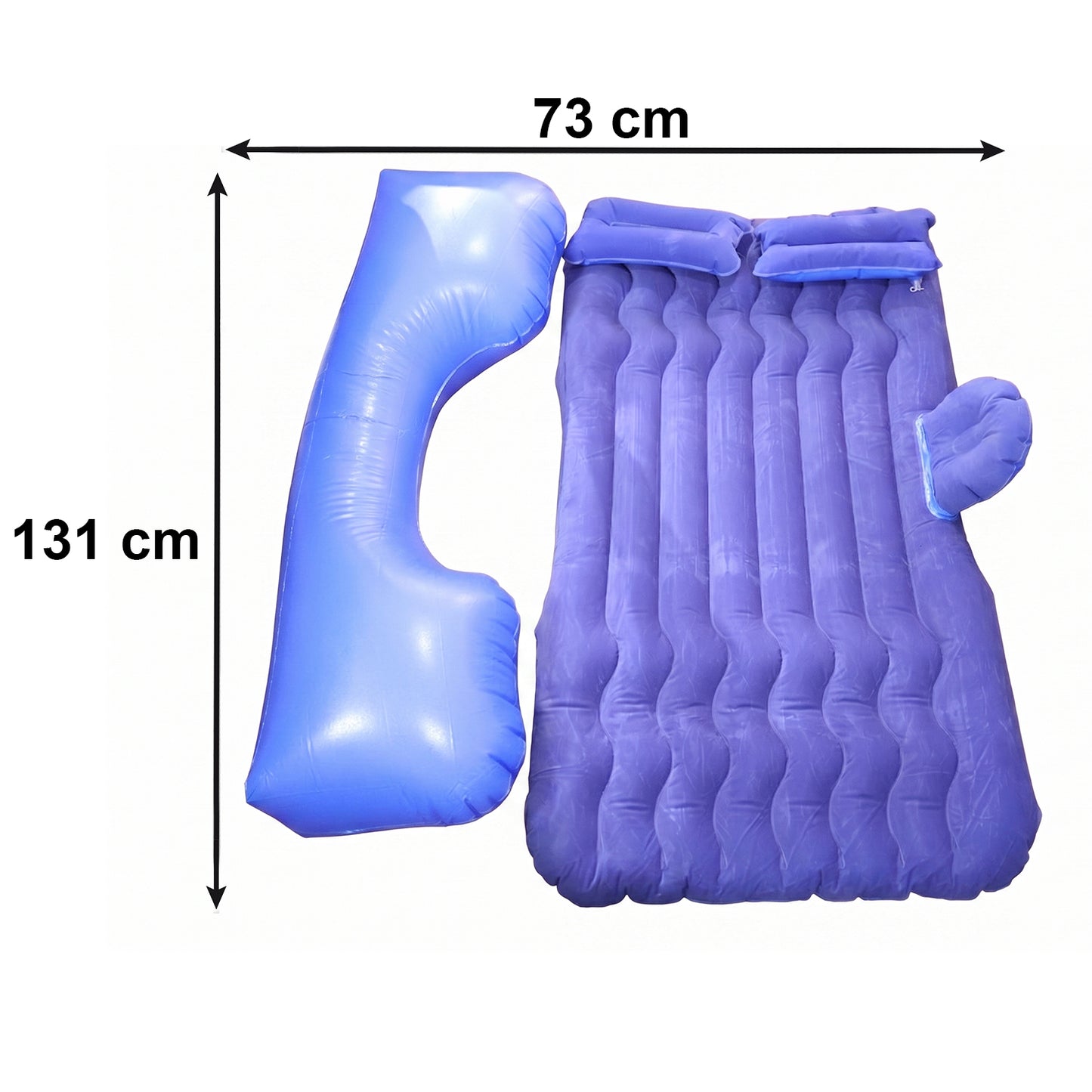 Portable Car Air Mattress Bed Set With Pump  Pillows Inflatable (Dark Blue)