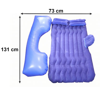 Portable Car Air Mattress Bed Set With Pump  Pillows Inflatable (Dark Blue)