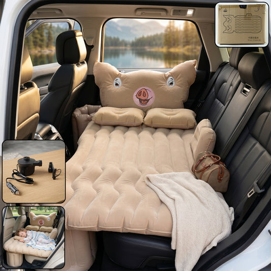 Car Air Mattress Bed Set  Cartoon Pig Design Inflatable Travel Bed With Pillows