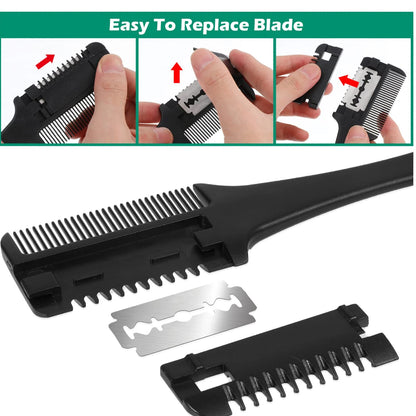2 In 1 Double-sided Hair Cutting Comb With Razor Blade (1 Pc)