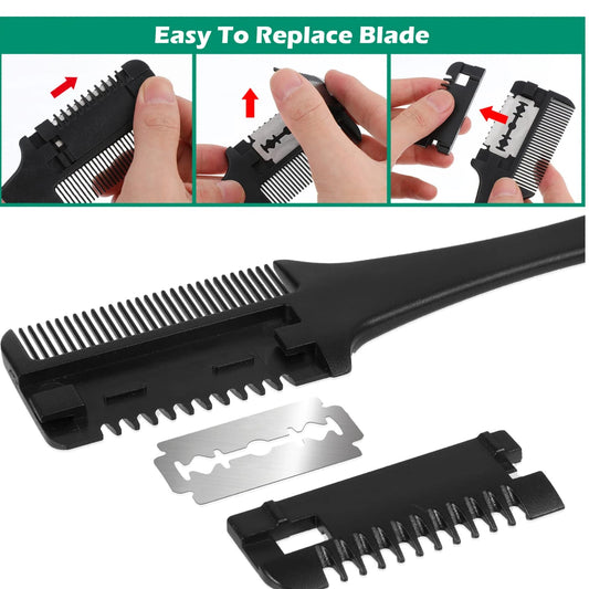 2 In 1 Double-sided Hair Cutting Comb With Razor Blade (1 Pc)