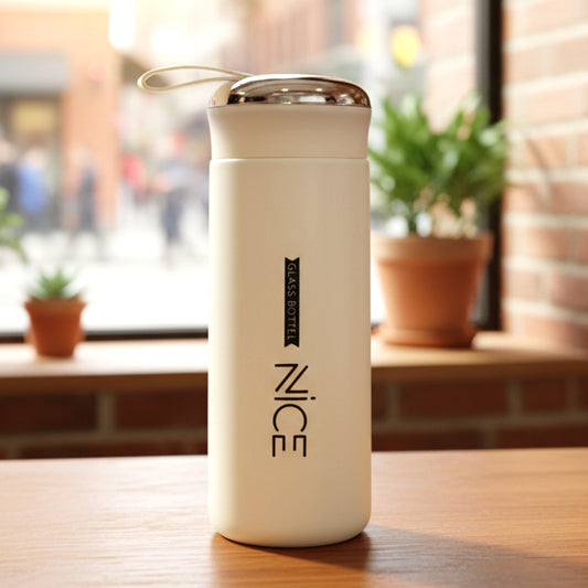 Premium White Glass Water Bottle (1 Pc 400 Ml)