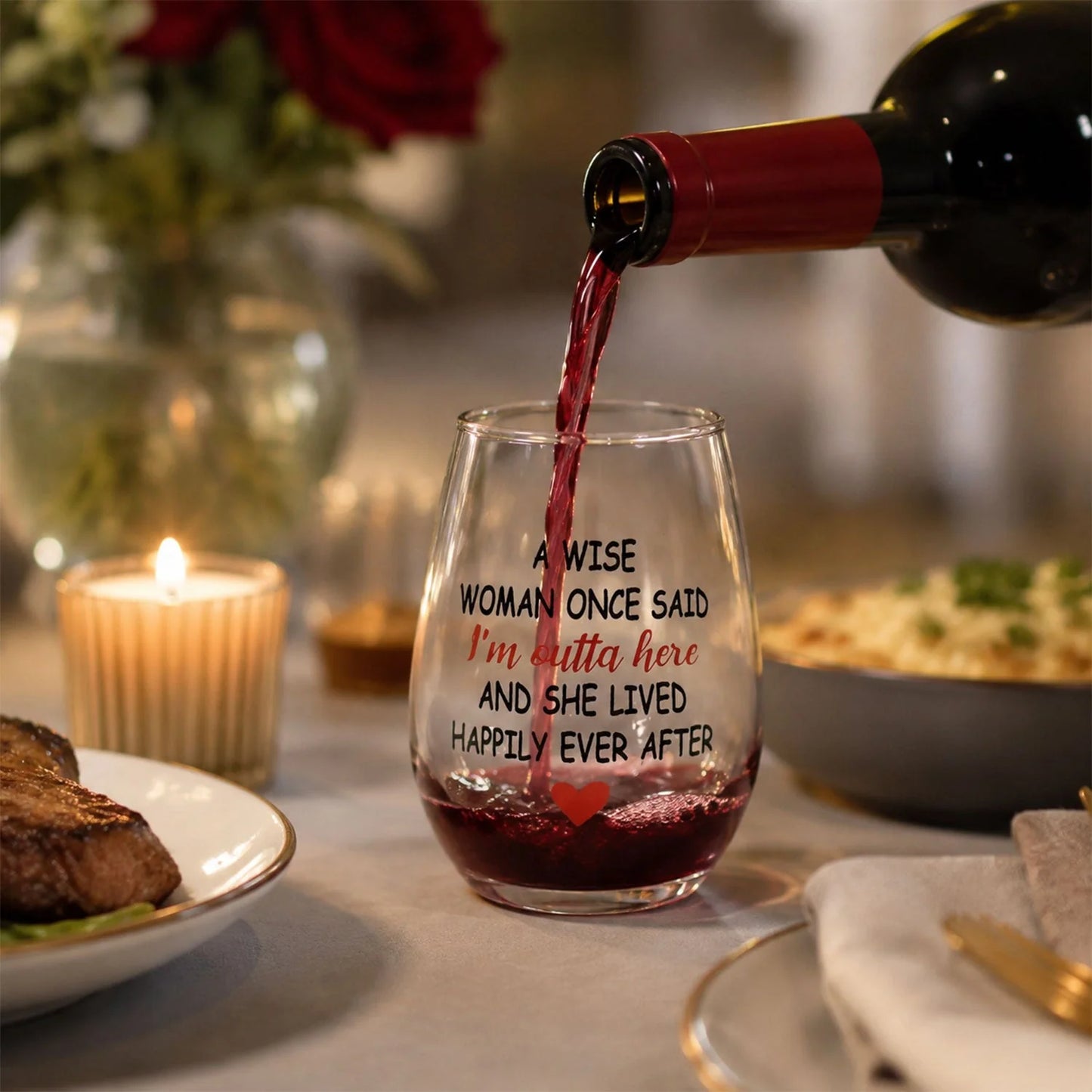 Printed Quote Drinking Glass Tumbler For Wine And Everyday Beverages (1 Pc)