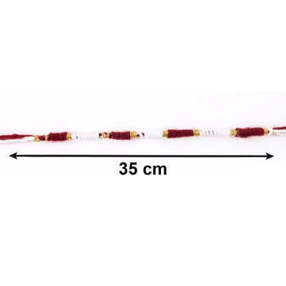 Handmade Red And White Thread Bracelet Rakhi (1 Pc)