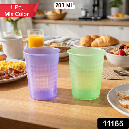 Reusable Plastic Drinking Glass 200 Ml Approx (1 Pc Mix Color)