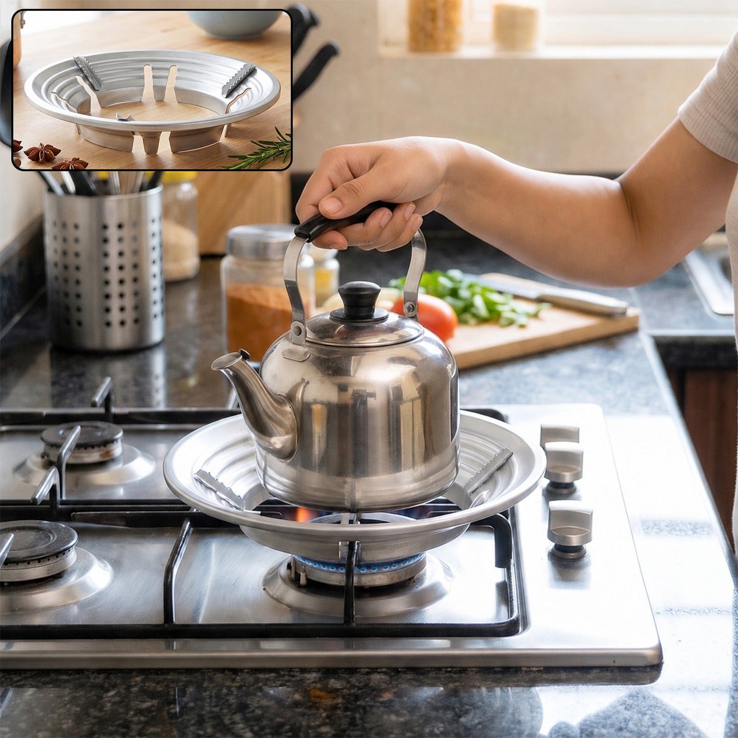 Gas Stove Burner Stand Stainless Steel Wok Support Ring And Trivet (1 Pc)