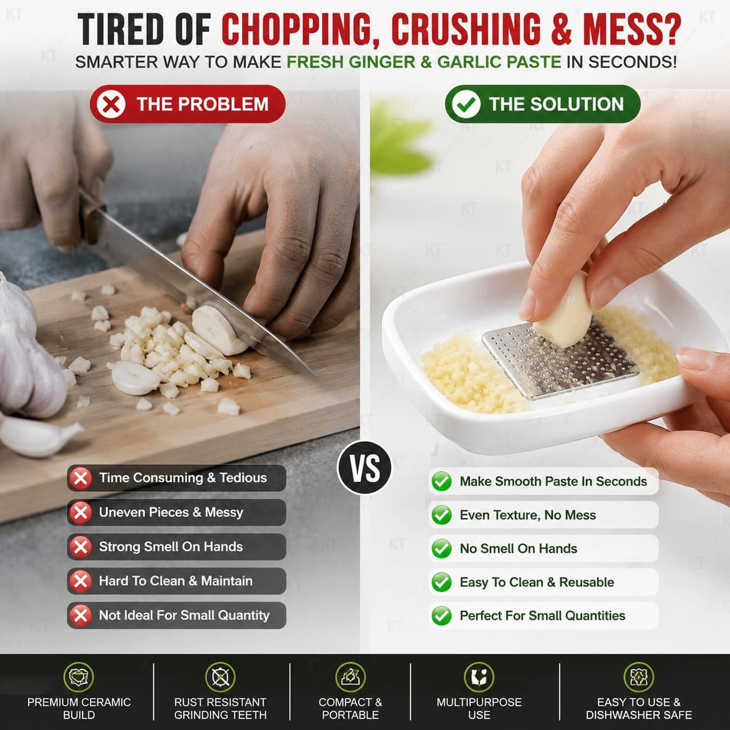 Garlic Ginger Grater Plate  Quick Mess-free Food Prep Tool