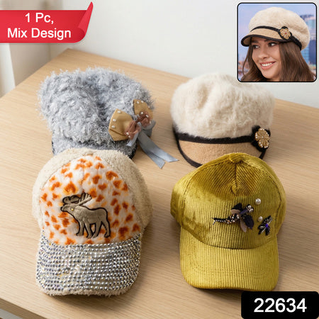 Stylish Winter And Summer Designer Cap (1 Pc Mix Design)
