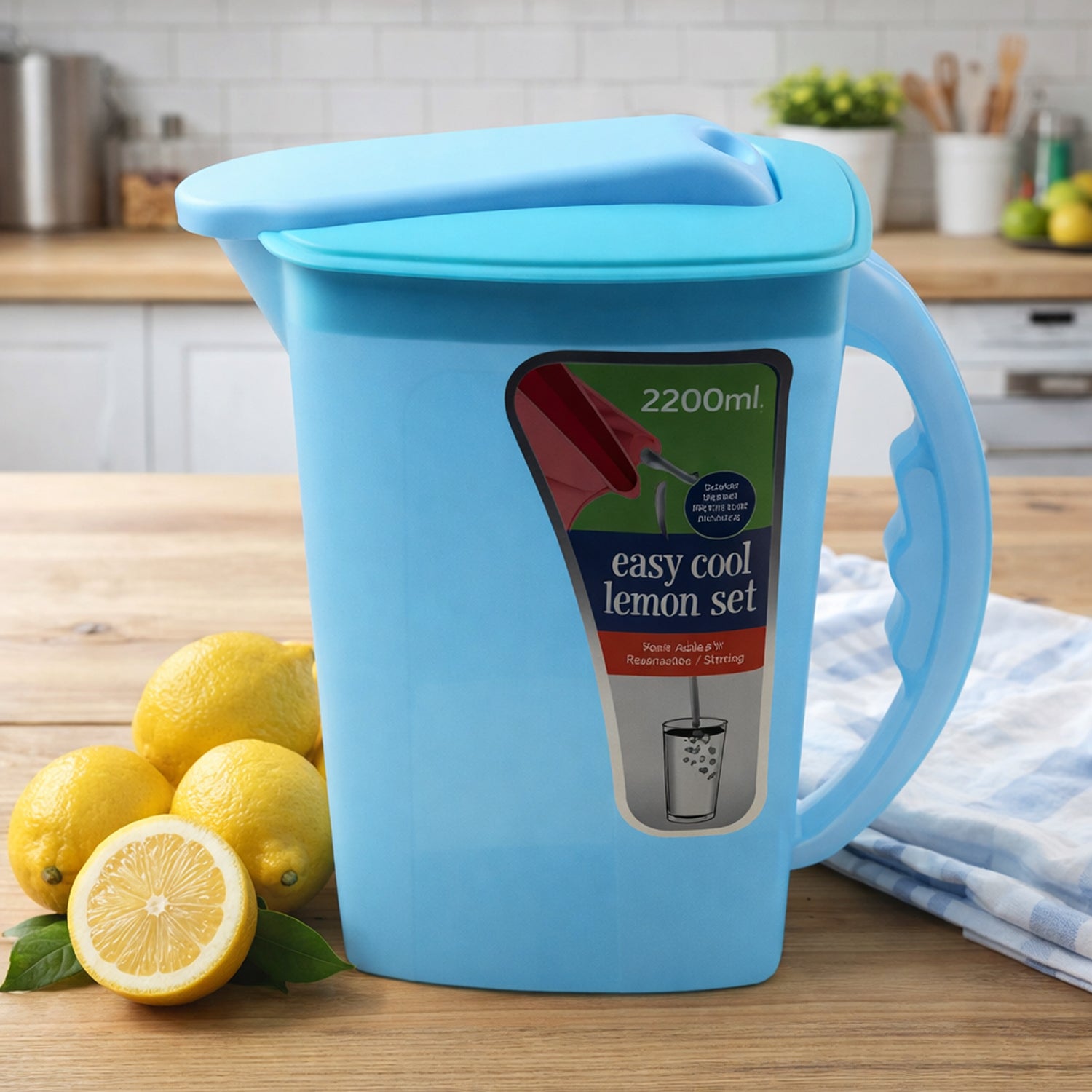 Easy Cool Lemon Set Water Jug With Lid  Handle (Approx. 2200 Ml)