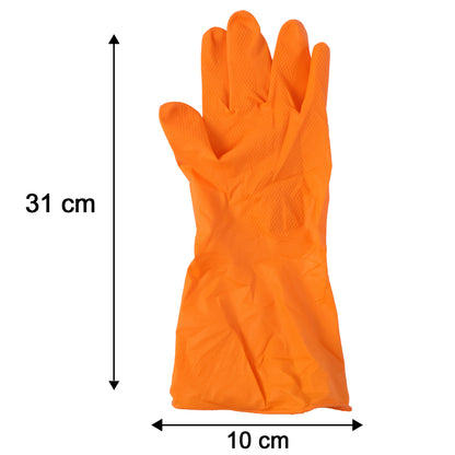 Large Orange Cleaning Rubber Gloves Reusable Kitchen Dishwashing (1 Pair)