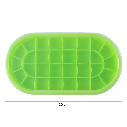 Premium Oval Silicone Ice Cube Tray With Lid (1 Pc)