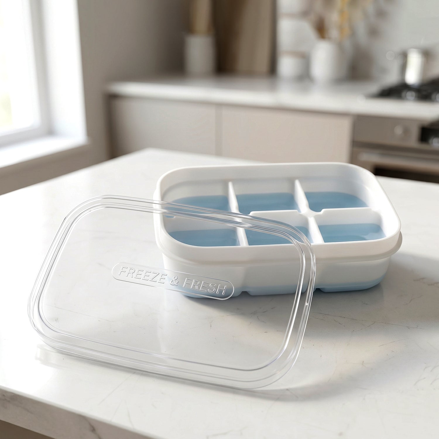 Mini Plastic 6 Cavity Ice Tray - Freeze  Fresh Compact Ice Cube Tray