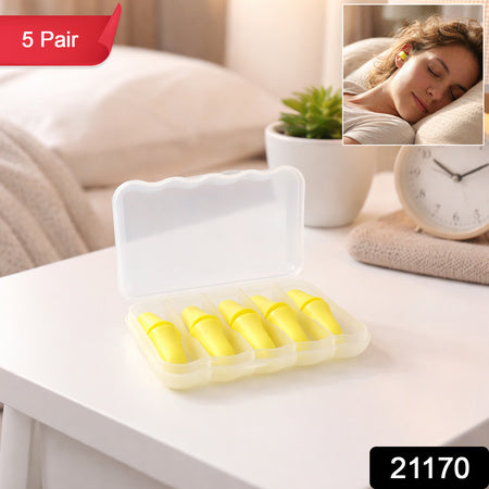 Soft Reusable Foam Ear Plugs With Storage Case (5 Pair)