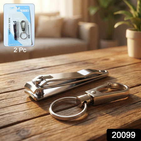 Stainless Steel Nail Clipper Set With Keychain Holder (2 Pc)