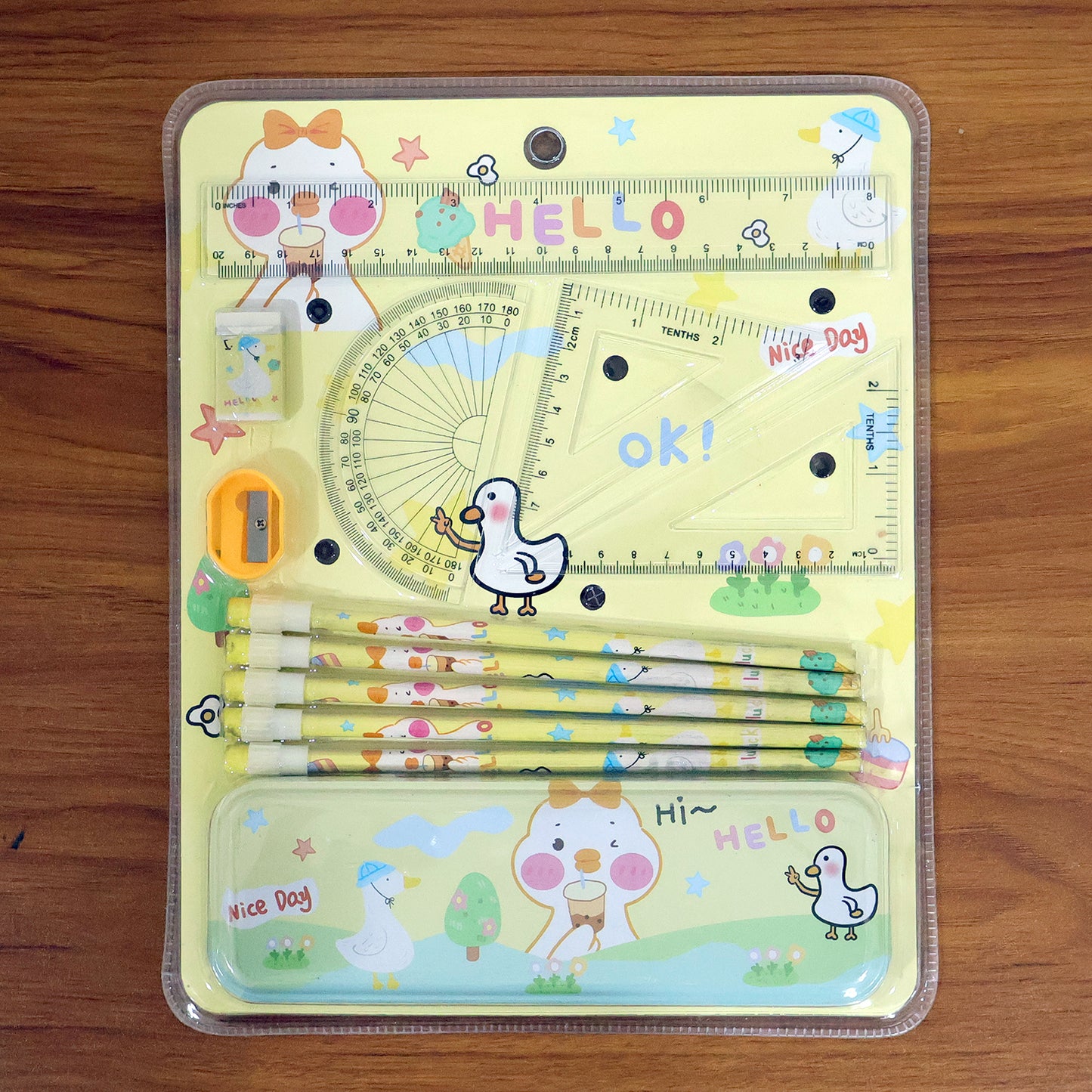 Cute Cartoon Geometry Box Stationery Set (1 Set)