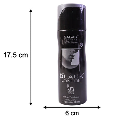 Sagar Just Black London Perfume Body Spray Deodorant For Men (200 Ml)